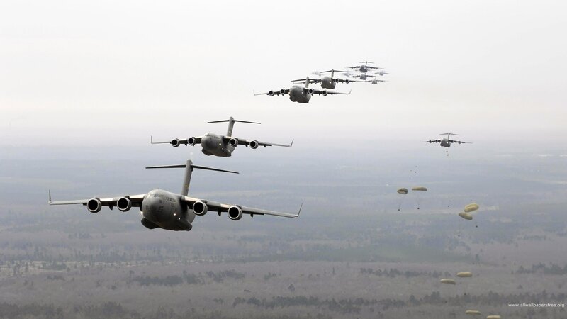 military aircraft in formation
