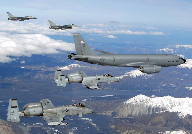 Military aircraft in formation