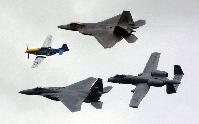 military aircraft in formation
