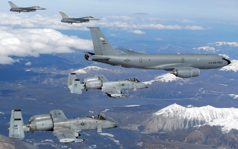 Military aircraft in formation