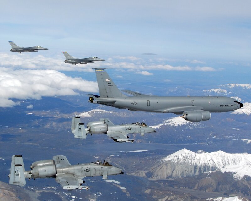 Military aircraft in formation
