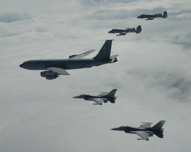 Military aircraft in formation