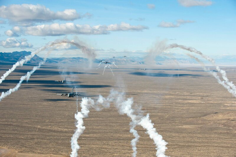 Military Aircraft in Formation — Brown, Dramatic