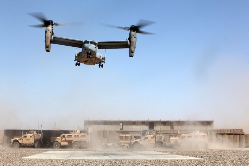 Military aircraft landing at base