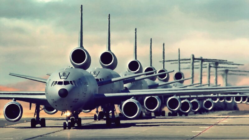 Military Aircraft Lineup — Gray, Dramatic, Sunset