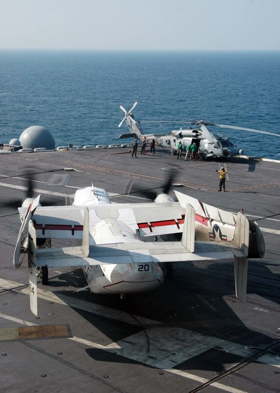 Military aircraft on carrier deck