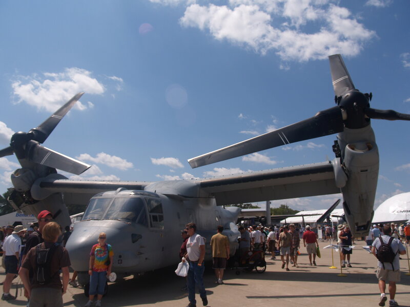 Military aircraft on display at airshow
