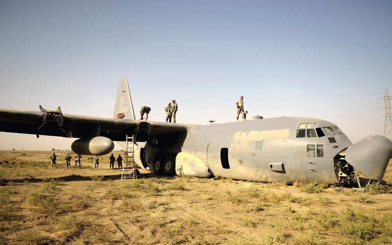 Military aircraft on field