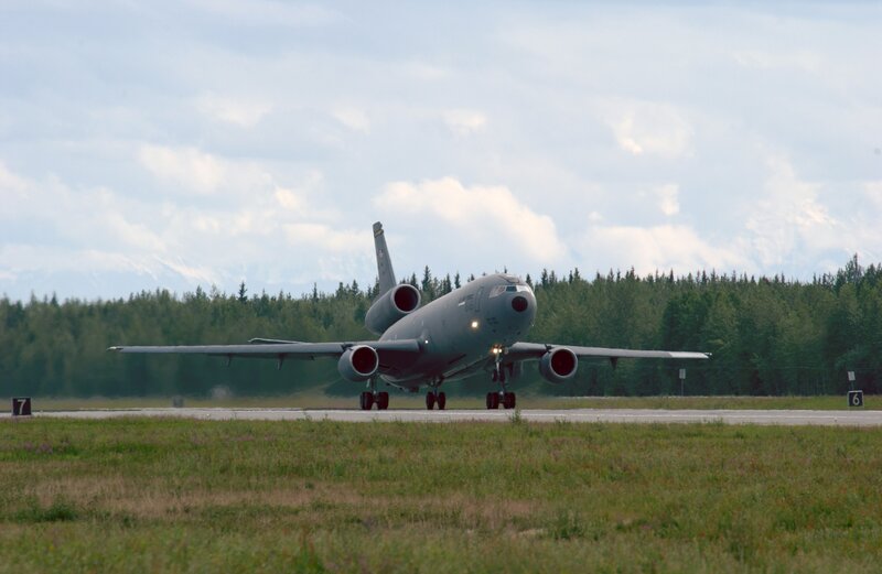 Military aircraft on runway