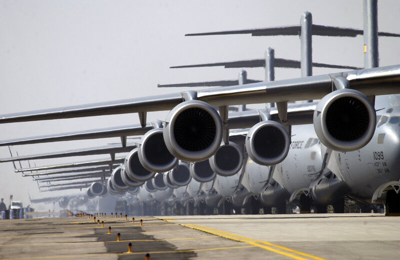 Military aircraft on tarmac