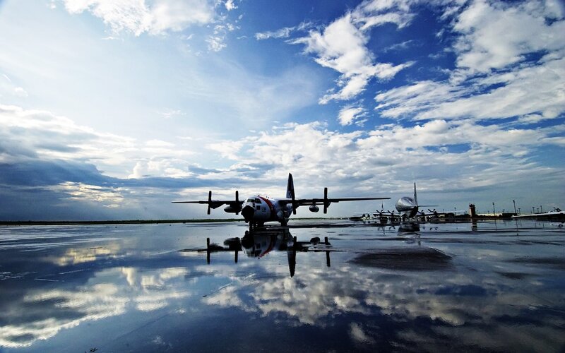 Military Aircraft on Tarmac — Blue, Dramatic