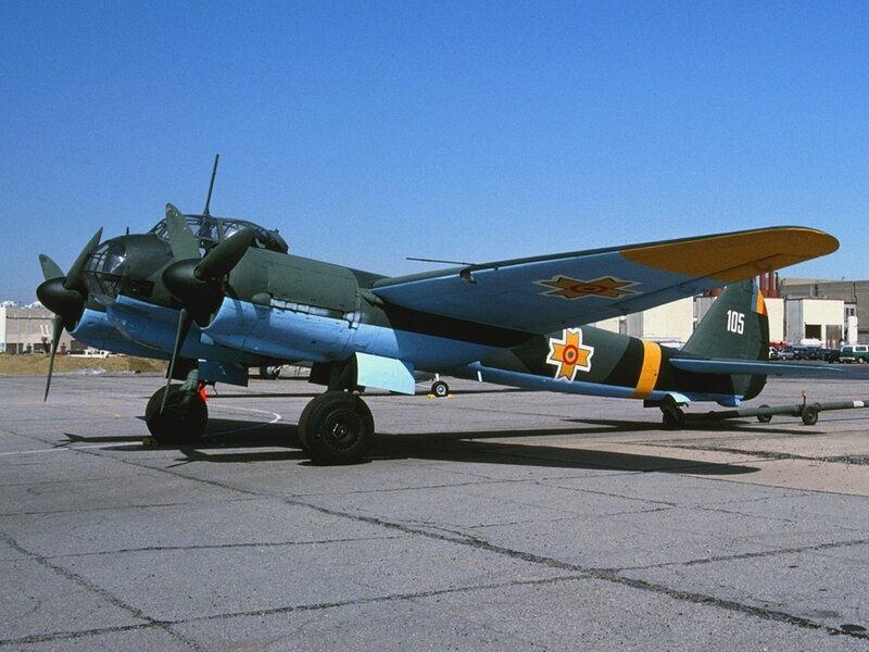 Military Aircraft on Tarmac — Blue