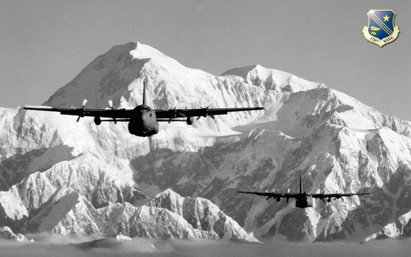 Military Aircraft over Mountains — Black