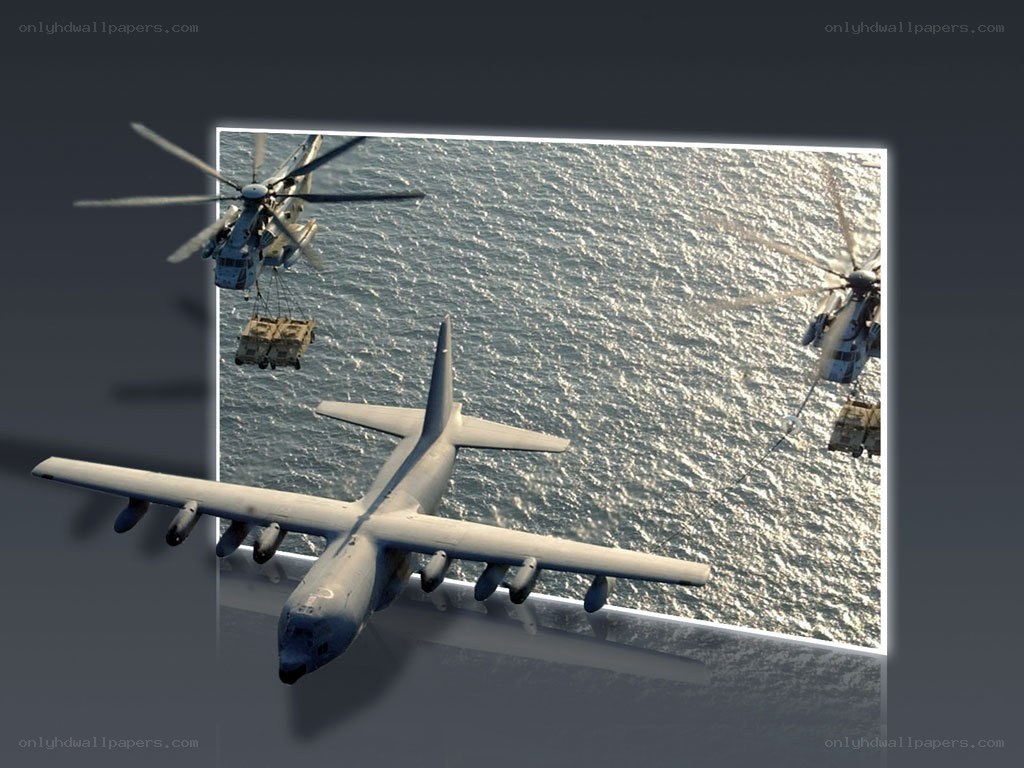 Military aircraft over ocean