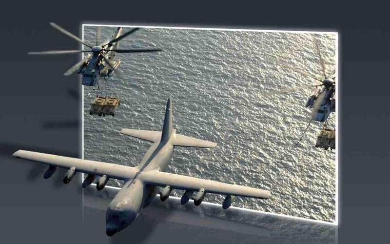 Military aircraft over water