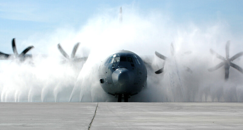 military aircraft water salute