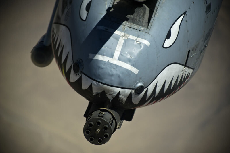 Military aircraft with shark mouth