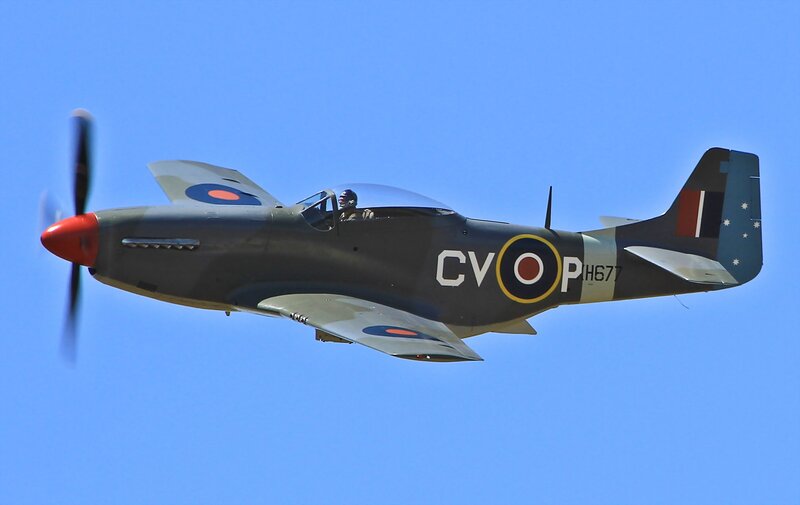 Military Airplane in Flight — Blue, Clear, Afternoon, Photograph