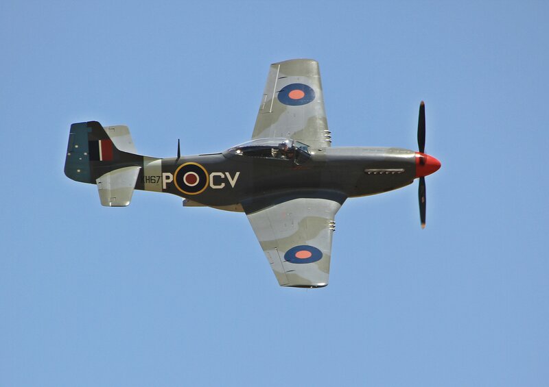 Military Airplane in Flight — Blue, Clear