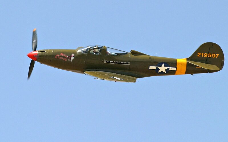 Military Airplane in Flight — Green, Clear