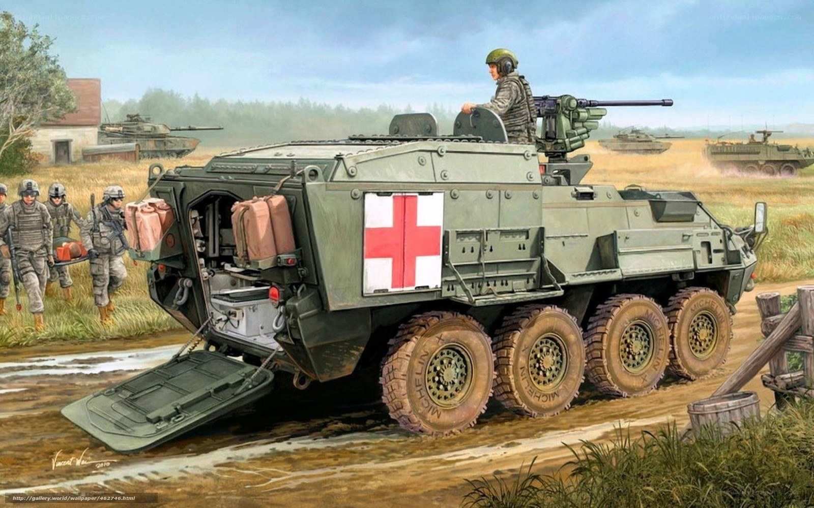 Military ambulance in combat zone