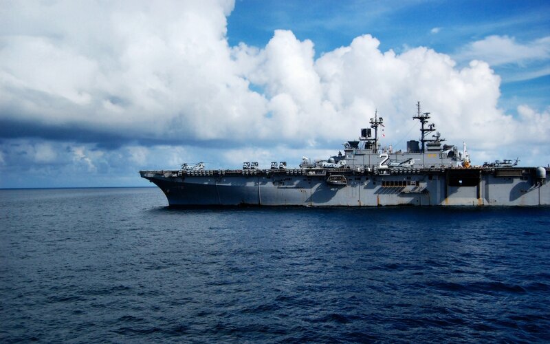 Military Amphibious Assault Ship — Blue, Dramatic