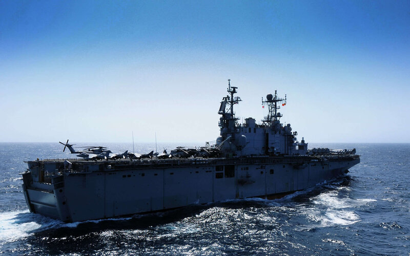 Military Amphibious Assault Ship — Blue, Serene