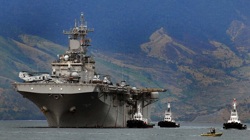 Military Amphibious Assault Ship — Gray, Dramatic