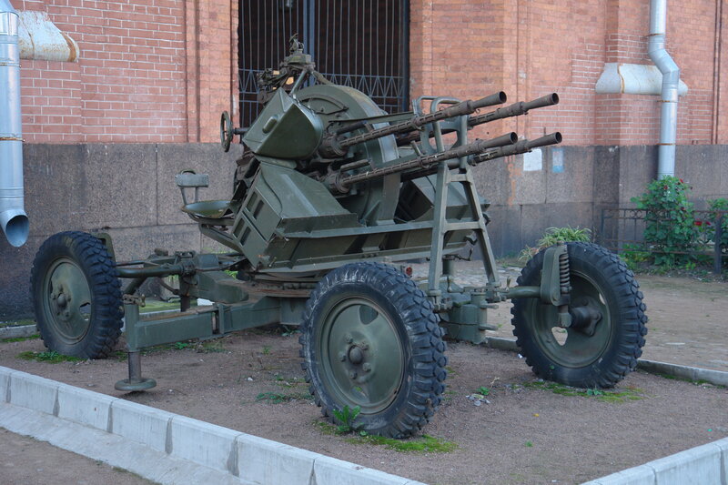 Military anti-aircraft gun display