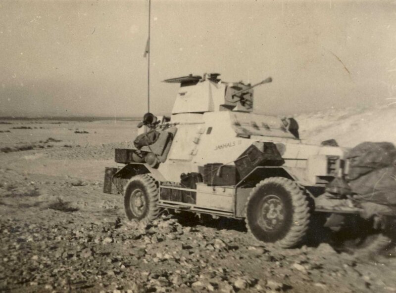 Military armored vehicle in desert