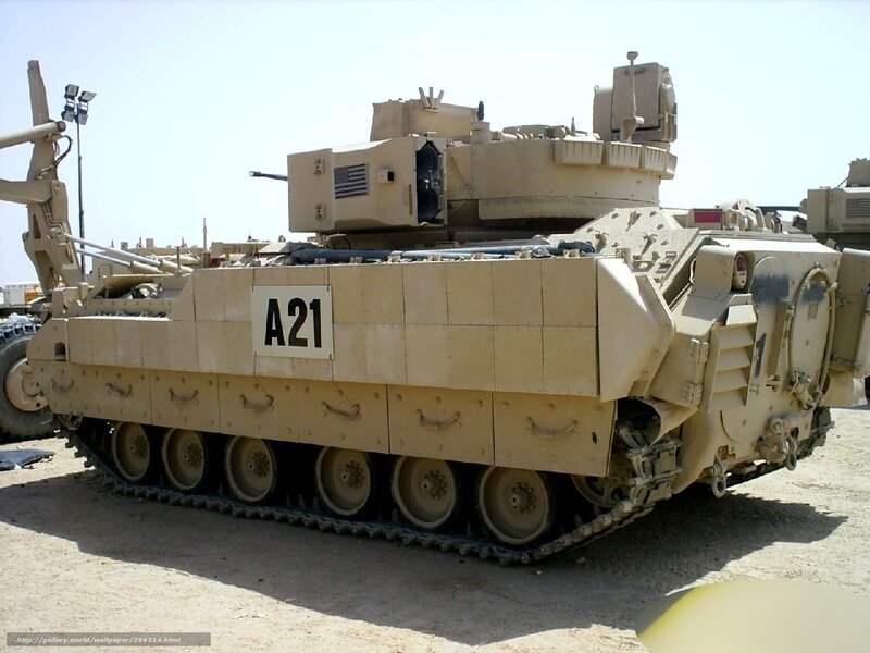 Military armored vehicle in desert