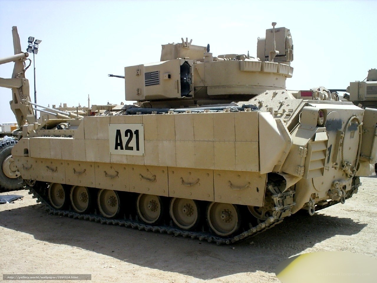 Military armored vehicle in desert
