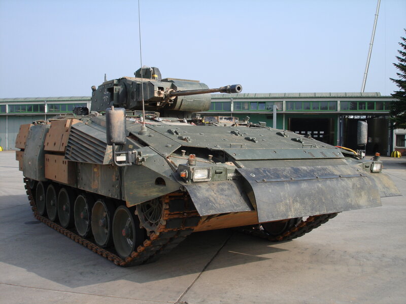 Military armored vehicle on display