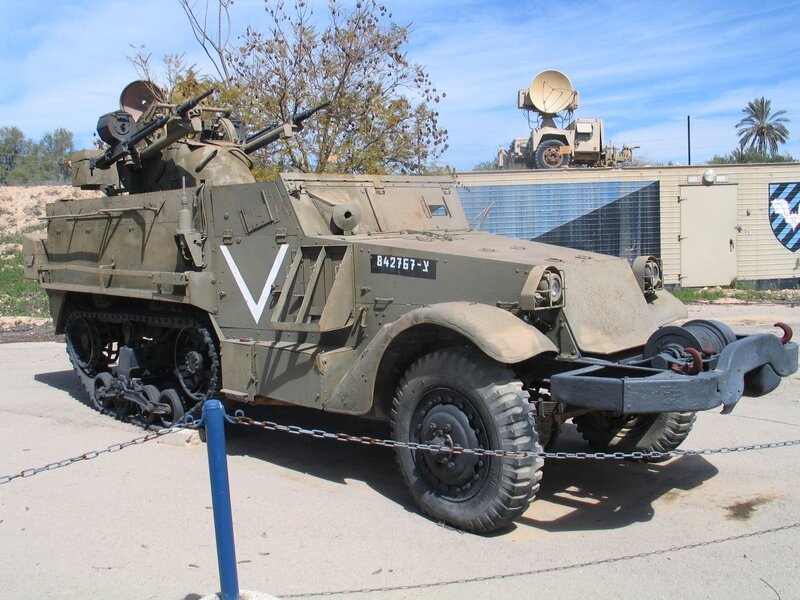 Military armored vehicle on display