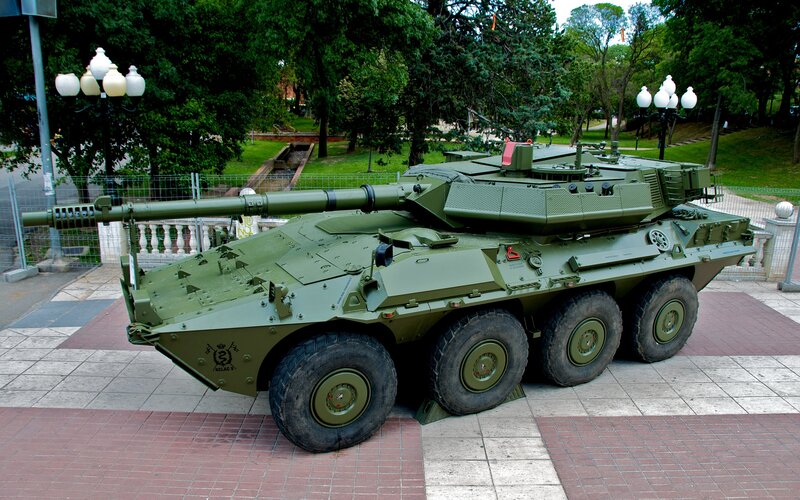 Military armored vehicle on display