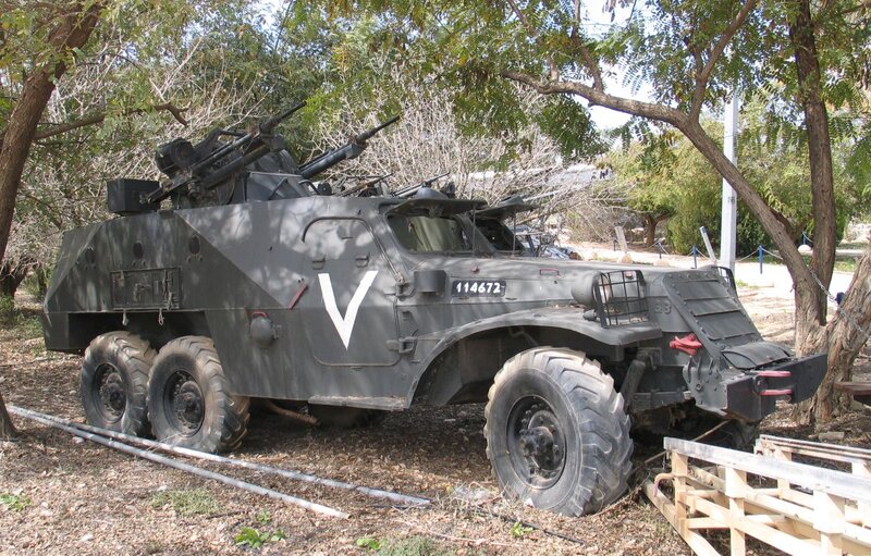 Military armored vehicle on display