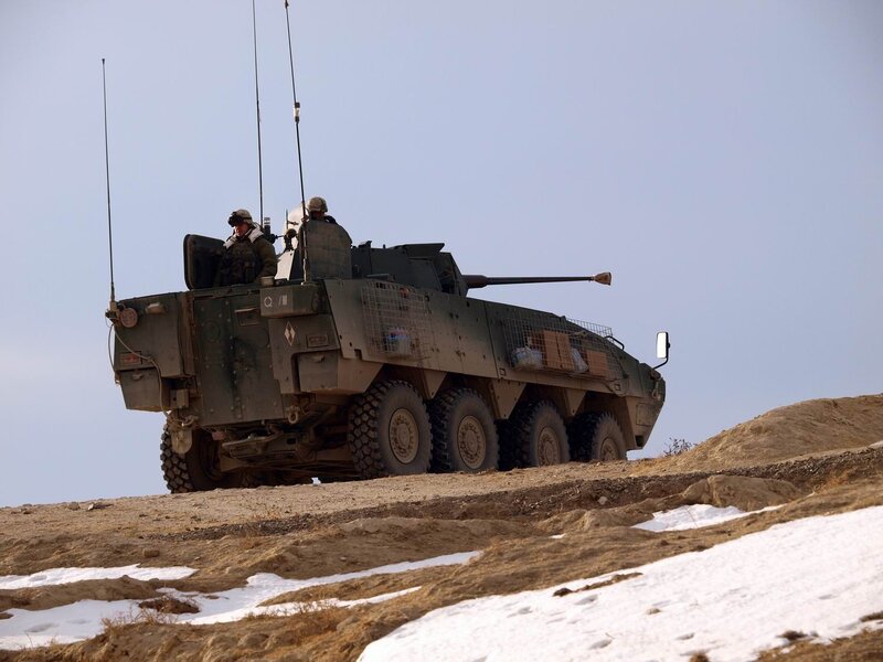 Military armored vehicle on hill