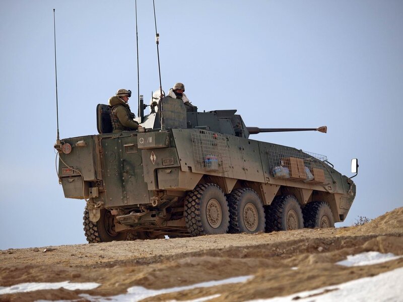 Military armored vehicle on hill