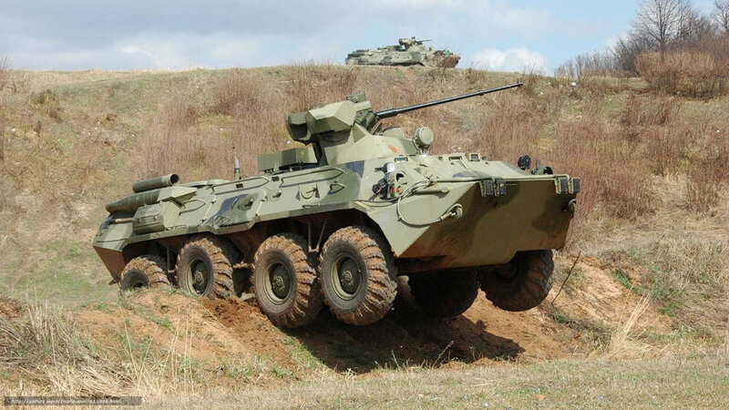 Military armored vehicle on hill