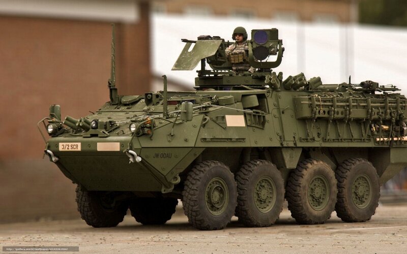 Military armored vehicle with soldier