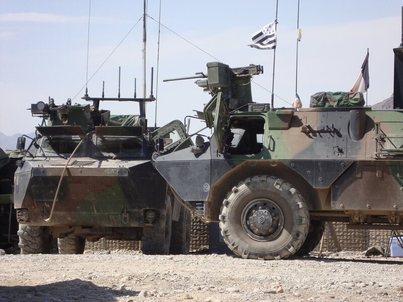 Military armored vehicles in desert