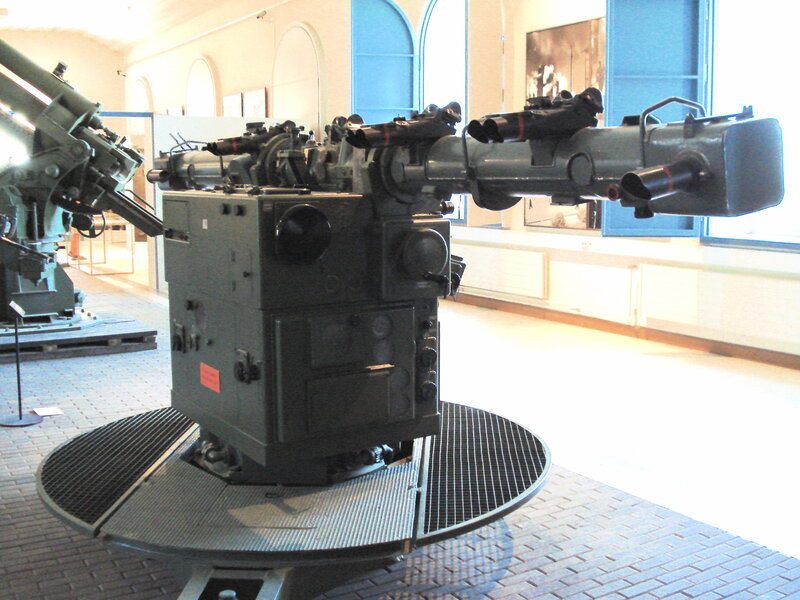Military artillery in museum display