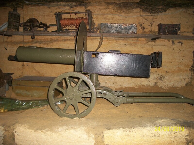 Military artillery piece in bunker