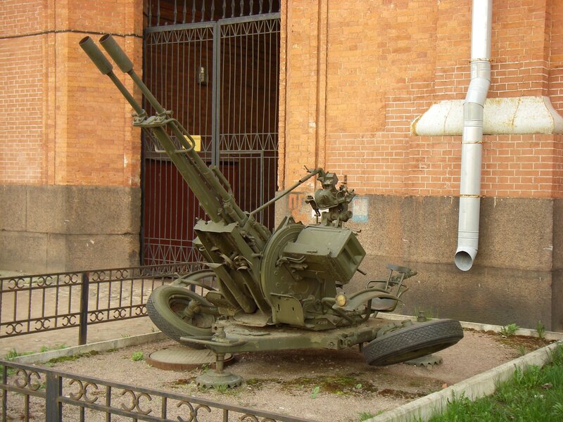 Military artillery piece on display