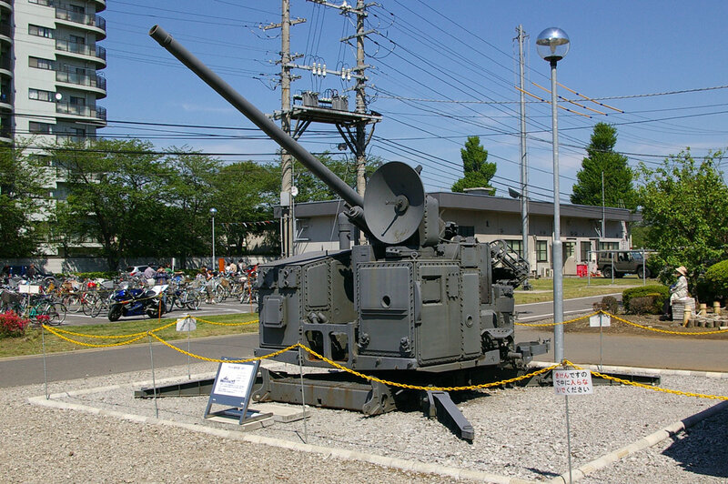Military artillery piece on display