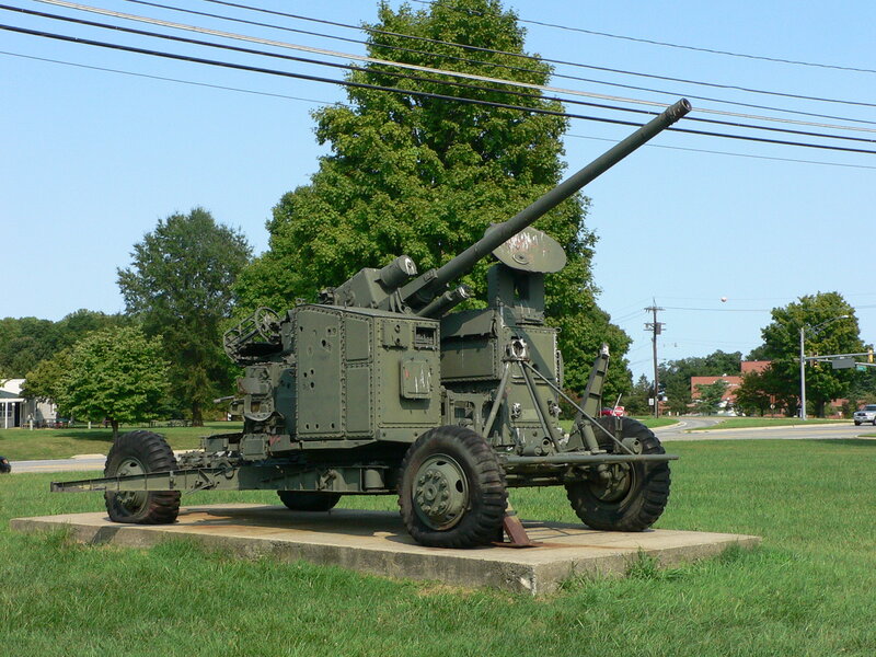 Military artillery piece on display