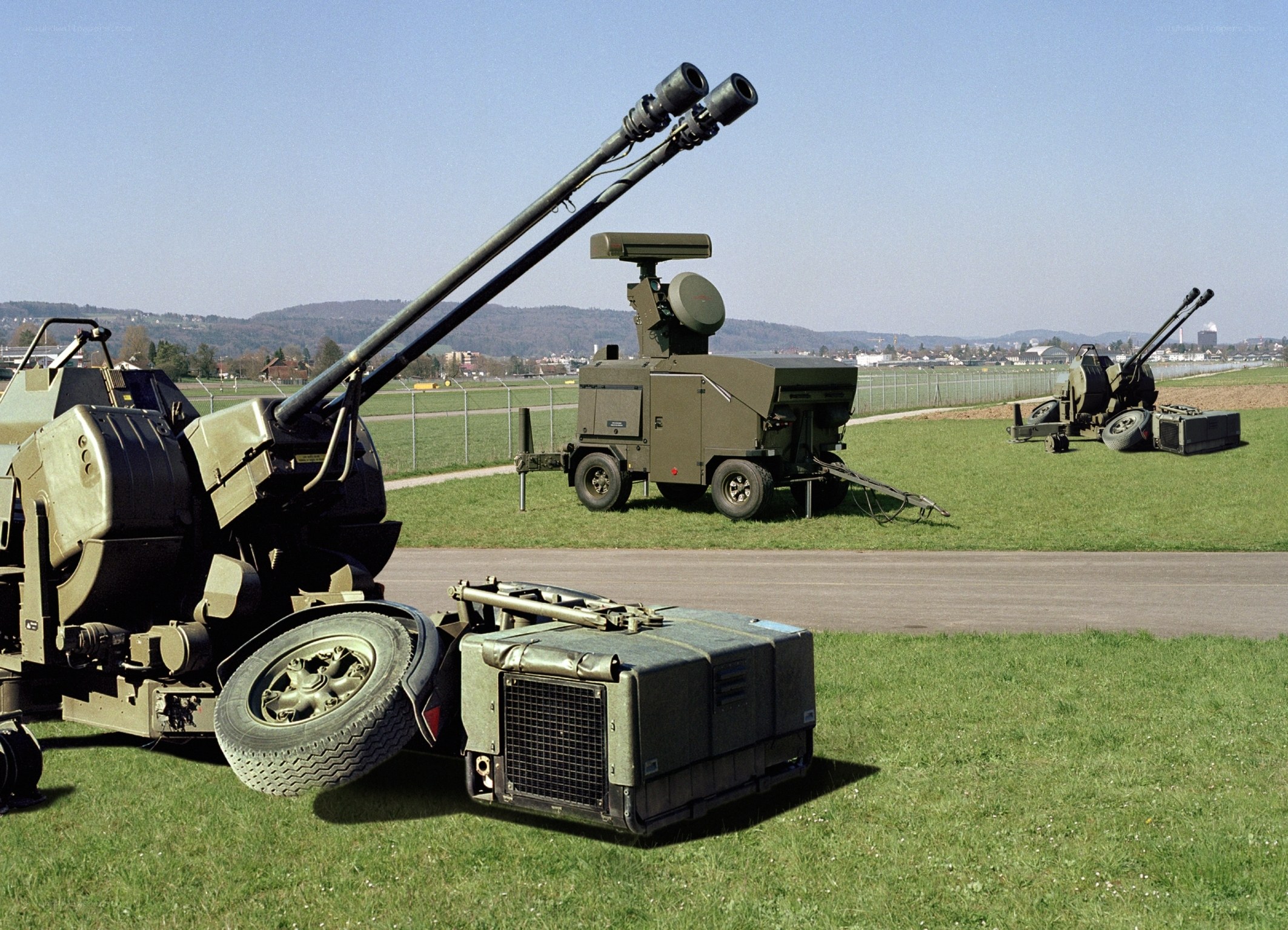 Military artillery systems on display