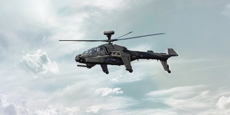 Military Attack Helicopter — Gray, Dramatic, Photograph, Clouds, Sky