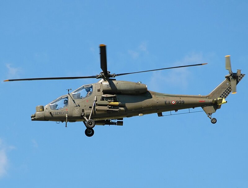 Military Attack Helicopter — Green, Clear, Afternoon