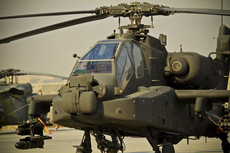 Military Attack Helicopter — Green, Dramatic, Afternoon, Photograph, Rotor Blades, Weapons, Airfield